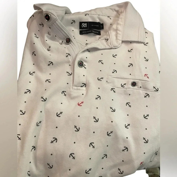 Le 31 Anchor Nautical Cotton  Polo Short Sleeve Shirt Size Large - Picture 5 of 13